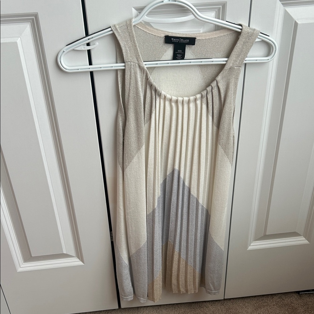 White House Black Market Cream and Gray Tank Top
